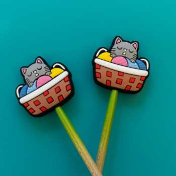 Red Basket Cat in Yarn Needle Point Protectors