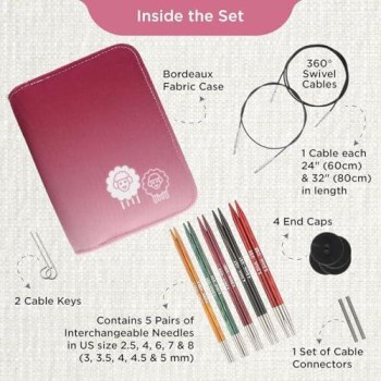 KnitPro Regal Interchangeable Needles Set 5 " (13cm) | 5 US Sizes (2.5-8)