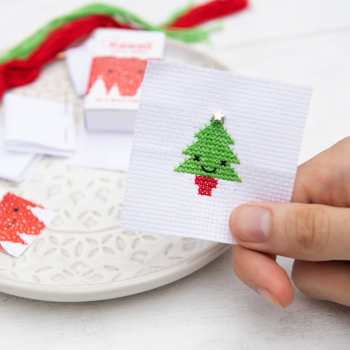 Kawaii Christmas Tree Cross Stitch Kit In A Matchbox