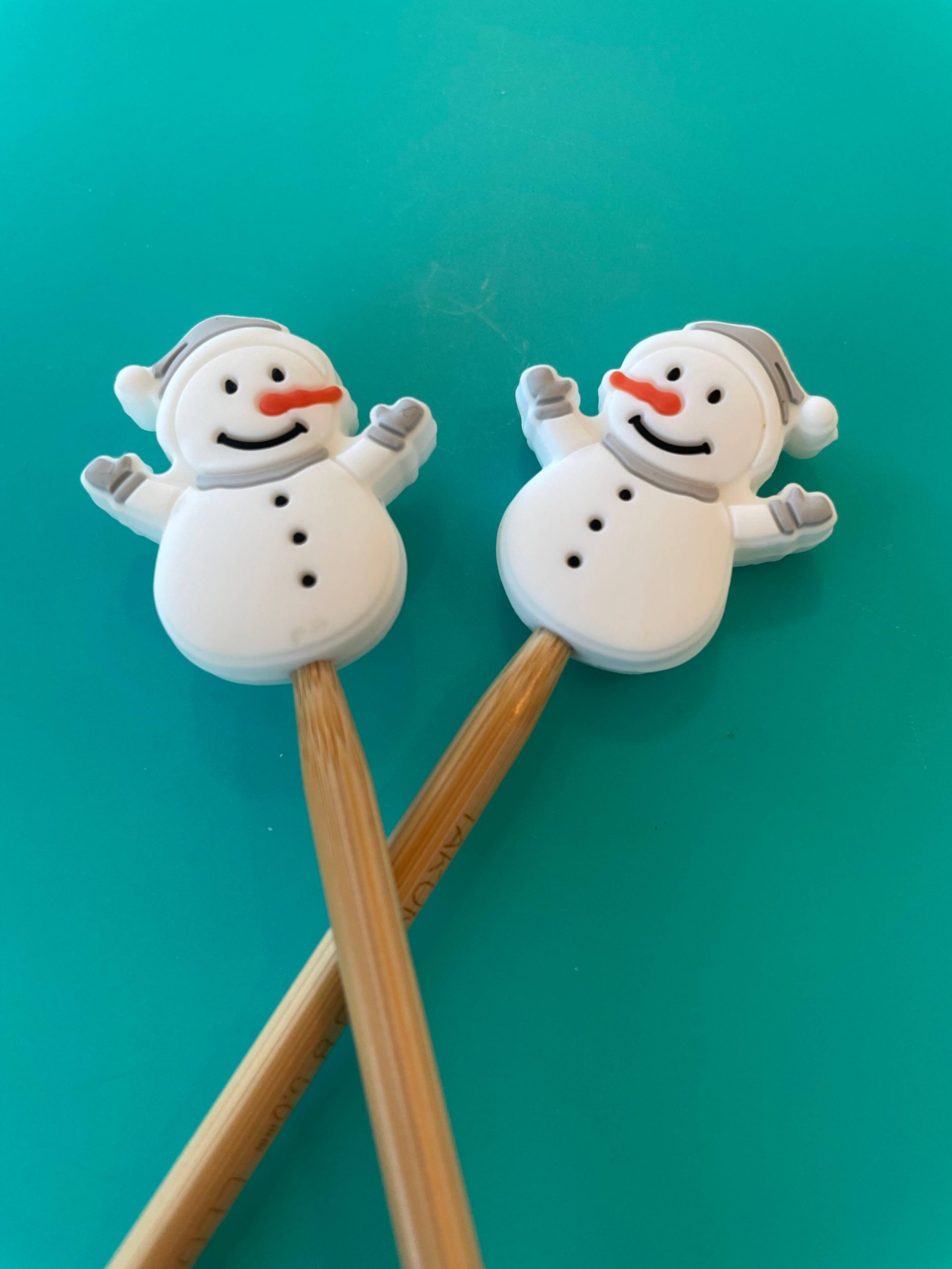 Knitting Needle Point Protectors Snowman Winter Notions